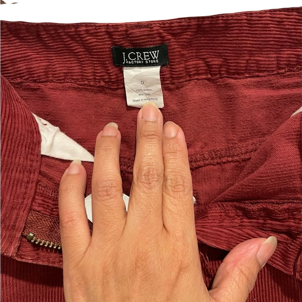 J. Crew burgundy Corduroy Mini Skirt size 0 - Picture 4 of 6